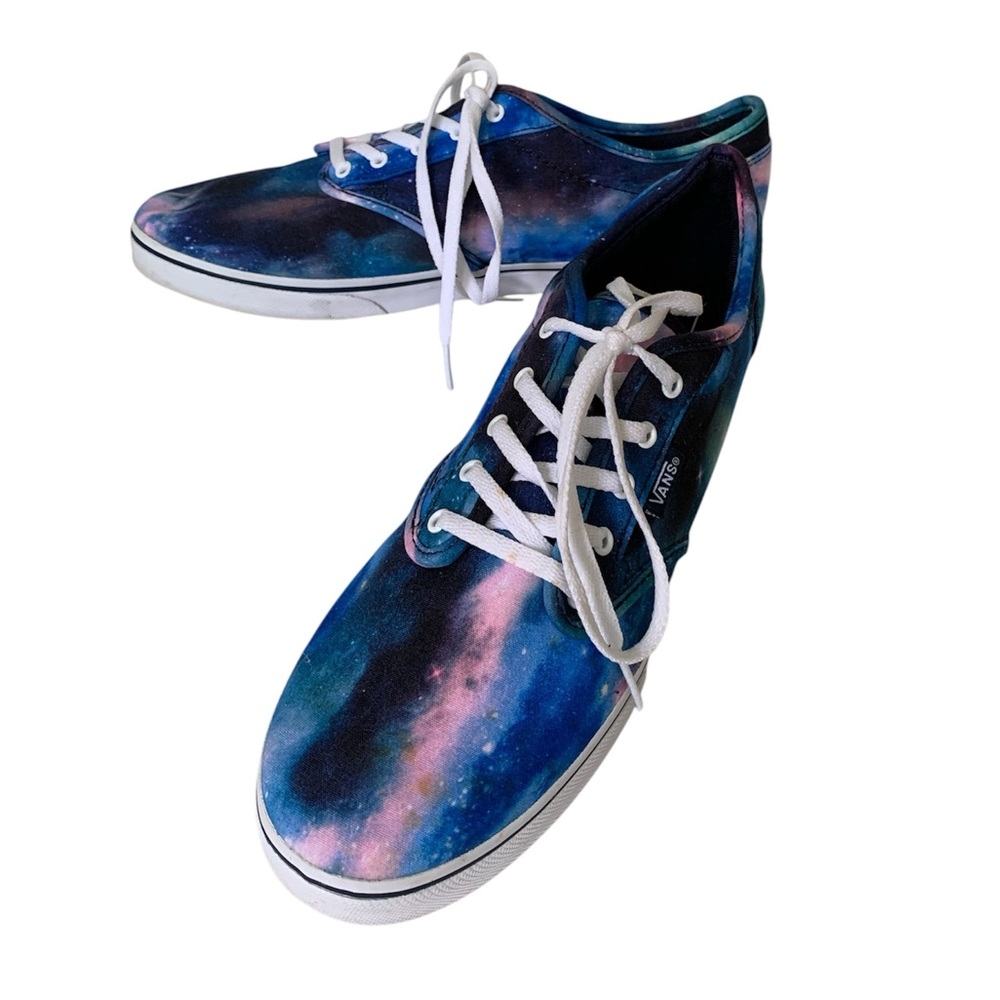 Vans Off the Wall Sneakers Women’s Size 10 Blue Pink Cosmic Galaxy Print Lace Up